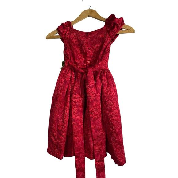 Laura Ashley London Dress Girls Size 6 Red Formal Petticoat Floral Tea Party - Picture 11 of 12